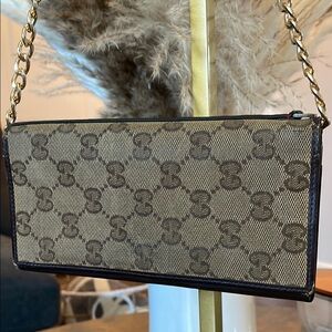 Gucci Cream and Black Monogram Wallet